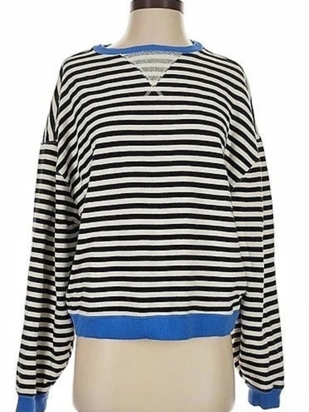 We the Free Striped Sweater in Black & Blue Size XS